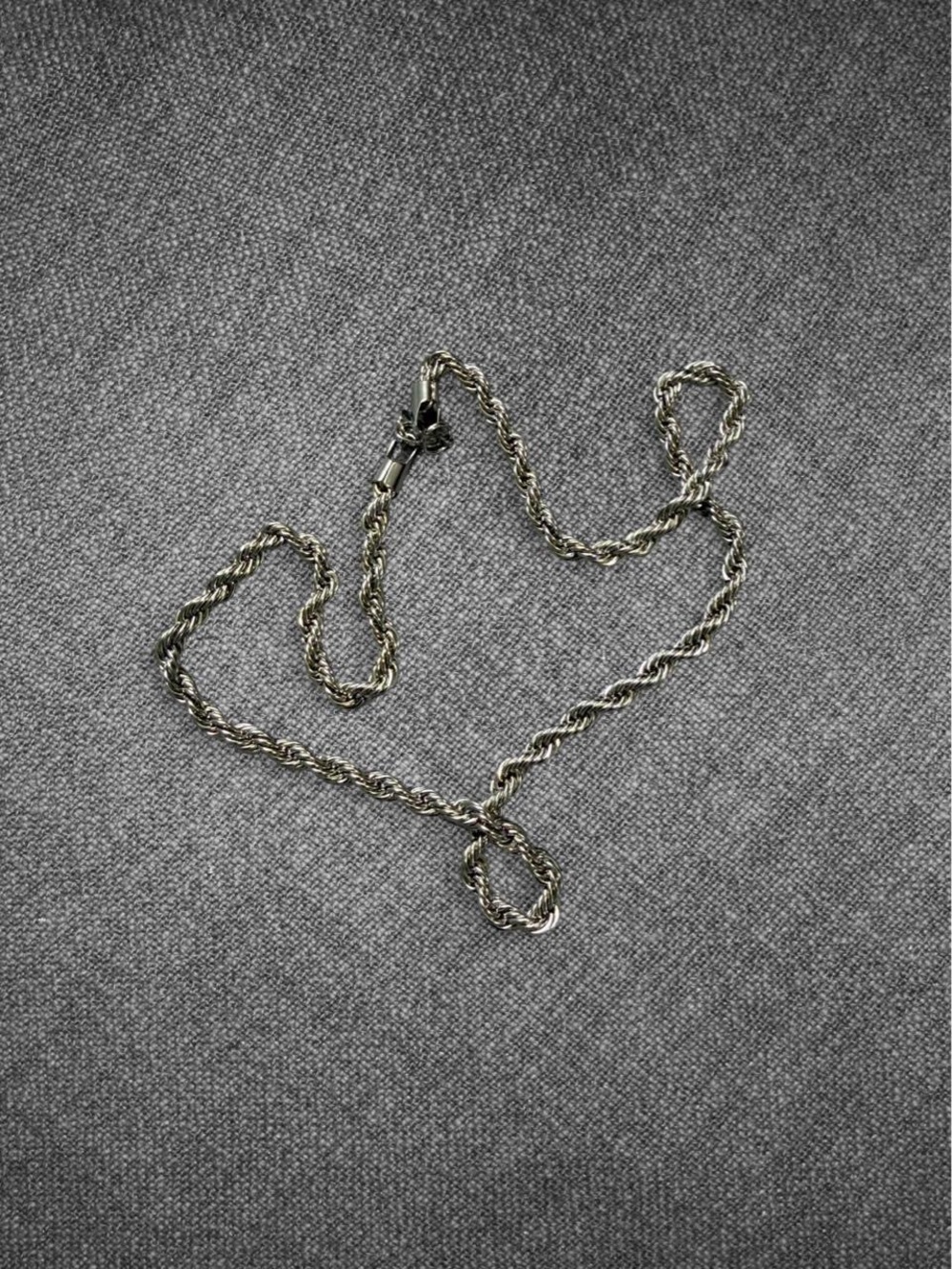 Stainless Steel Silver Twisted Rope Chain Necklace - Unisex - Picture 7 of 8